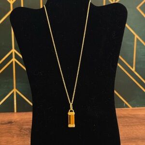 Gold Plated Tiger's Eye Pendant Necklace
